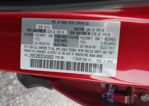 2014 Mazda Cx-5 Sport z USA, uszkodzony, nr VIN JM3KE2BE0E0408883